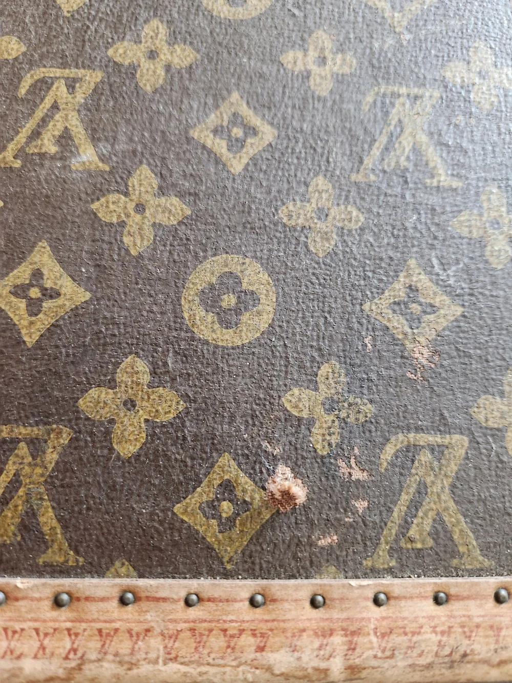 Louis Vuitton Brown Monogram Travel Trunk Panel with Gold Motif